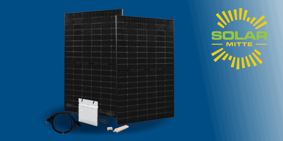 Balkonkraftwerk Komponenten mit Solar Mitte Logo